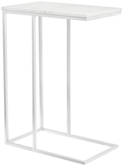 RF 0359 Придиванный столик Loft 50x30см, белый мрамор с белыми ножками Bradex Home RF 0359