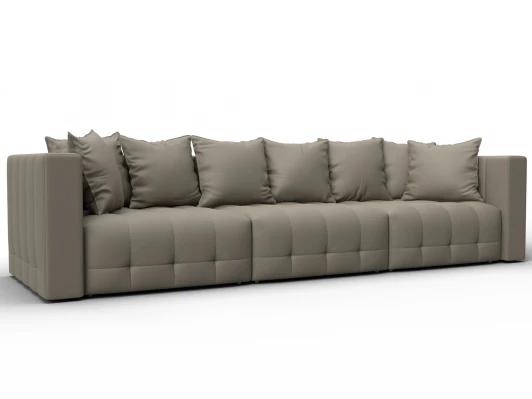 129906 Диван прямой Лига-052 НПБ Лонг (ЛДСП,Брус,Фанера/Пластик/Экокожа/Бежевый) Лига Диванов 129906