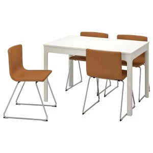 092.807.70 ЭКЕДАЛЕН / БЕРНГАРД Стол и 4 стула, белый, Мьюк золотисто-коричневый