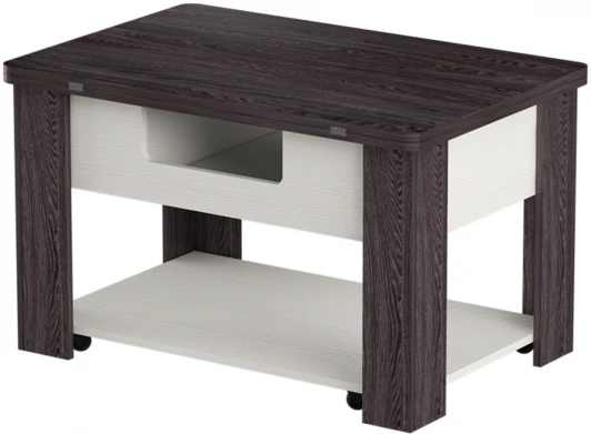 100887 Стол-трансформер Стэп 4, Ясень черный/Бодега белый, Ивару