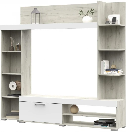 547795 Готовая гостиная Woodville Касэль софт вайт / дуб крафт белый 547795