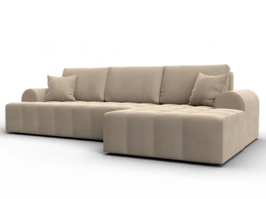 134745 Диван угловой Лига-080 угол правый (ДСП/Пластик/Велюр/Бежевый) Лига Диванов 134745