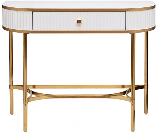 KFG166 KFG166 Консоль с 1 ящиком белая/металл золото 100*40*78см Garda Decor