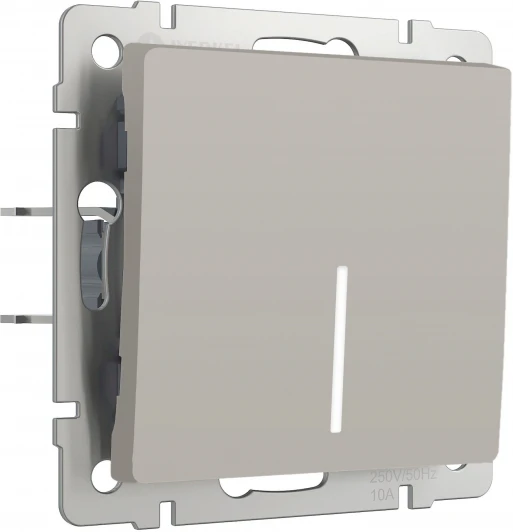 W1212104 Выключатель одноклавишный проходной с подсветкой (дымчатый) Werkel W1212104