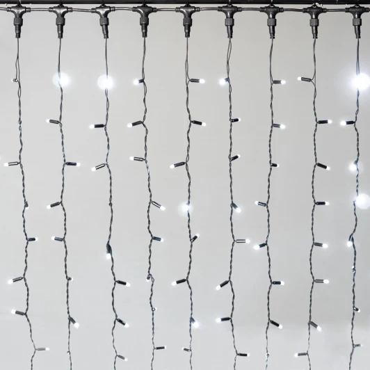 ECO402-1-2W Гирлянда Занавес 2 x 2 м белый 220В, 400 LED, провод черный каучук 2,3мм, IP65 Laitcom ECO402-1-2W