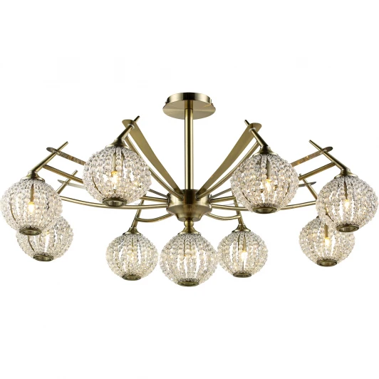 917-09-53 antique brass + white crystal Потолочная люстра N-Light 917 917-09-53 antique brass + white crystal