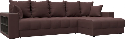 128613 Диван угловой с декором и полкой Лига-050 НПБ Лига Диванов (Замша) арт.128613