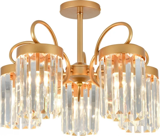 2116/5P Потолочная люстра на штанге Escada Lofoyi 2116/5P 5x40Вт E14, металл/хрусталь, шампань, прозрачный хрусталь (220V)