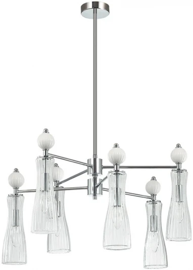 8268/6 Потолочная люстра на штанге Lumion Emily 8268/6 хром/белый/прозрачный, металл/керамика/стекло Е14 6*40W 220V