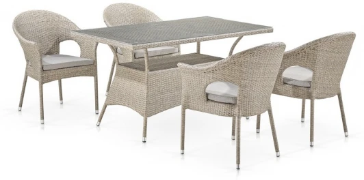 T198C/Y79C-W85 Latte 4Pcs Комплект плетеной мебели T198C/Y79C-W85 Latte (4+1) (Искусственный ротанг/Бежевый) Afina