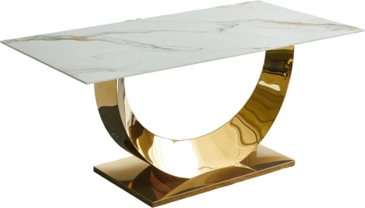 IST-801casa Стол обеденный IST-CASA Прайм IST-801, 180х90х76 см, жемчужный белый/золотой