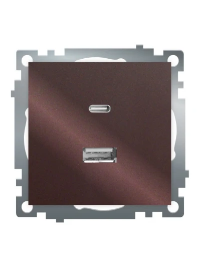 50057 Розетка USB Type A+С (шоколад) Stekker Катрин 50057