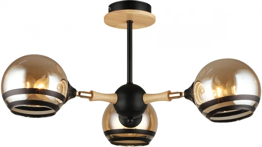 MD.4896-3-S BK+WOOD Потолочная люстра на штанге MD.4896-3-S BK+WOOD