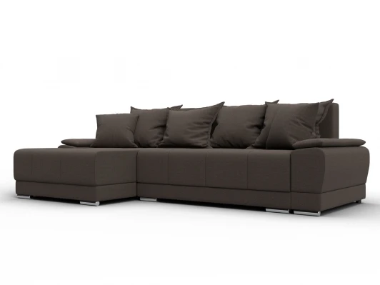 137085L Диван угловой Лига-119 угол левый (ДСП,Брус,Фанера,ЛДС,Рогожка/Коричневый) Лига Диванов 137085L