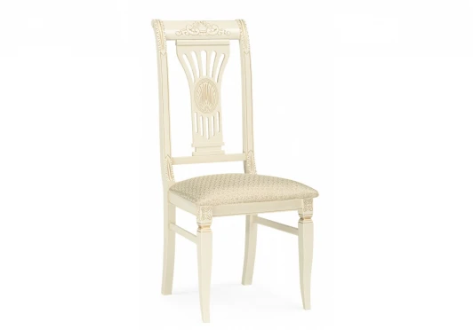 621204 Обеденный стул Woodville Roy слоновая кость / золото патина