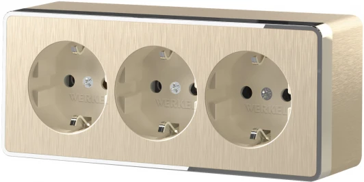 W5073110 Розетка тройная с заземлением и шторками (шампань рифленый) Werkel W5073110 (a052594)