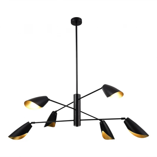SLE1254-403-06 Потолочная люстра на штанге Evoluce Alton SLE1254-403-06 Черный/Черный, золотой E14 6*60W