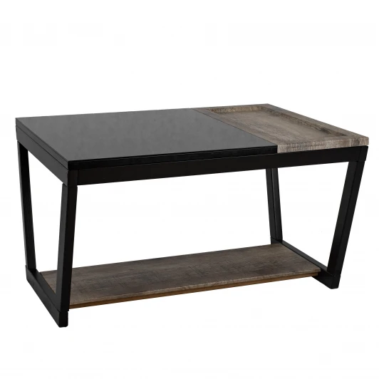 009360 Стол журнальный BeautyStyle 31 дуб крымский состаренный/венге/стекло черное Mebelik 009360