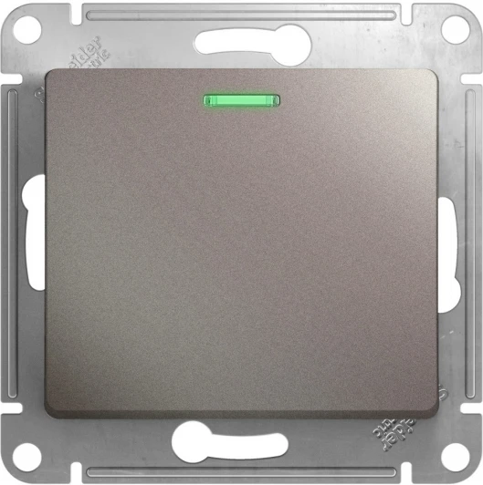 GSL001213 Выключатель встраиваемый одноклавишный с подсветкой (платина) Systeme Electric Glossa GSL001213