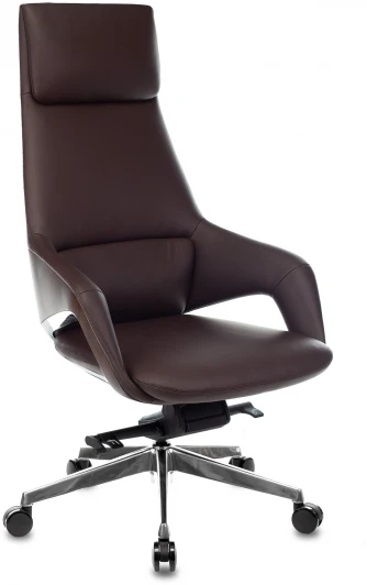 _DAO-2/BROWN Кресло руководителя Бюрократ _DAO-2 коричневый кожа с подголов. крестовина алюминий
