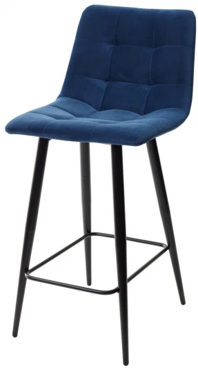 461MC04055 Полубарный стул CHILLI-QB синий #29, велюр / черный каркас (H=66cm)