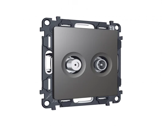 MA663310 Комплект механизма ТВ-розетки+SAT встраиваемый (антрацит серый) Ambrella Volt QUANT MA663310