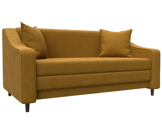 129778 Диван прямой Лига-071 (ЛДСП,Брус,Фанера/Дерево/Велюр/Желтый) Лига Диванов 129778