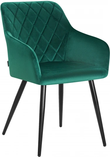 8266-LML ROBERT, цвет сиденья зелёный велюр (V108-64), цвет основания черный Стул обеденный ROBERT (черные матовые ножки, велюр V108-64 Зелёный)