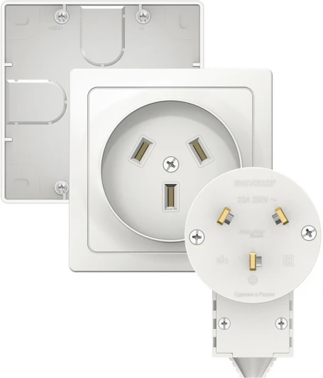 SK32-351-18 Комплект: розетка с вилкой для электроплиты 32А (белый) Systeme Electric W59 SK32-351-18