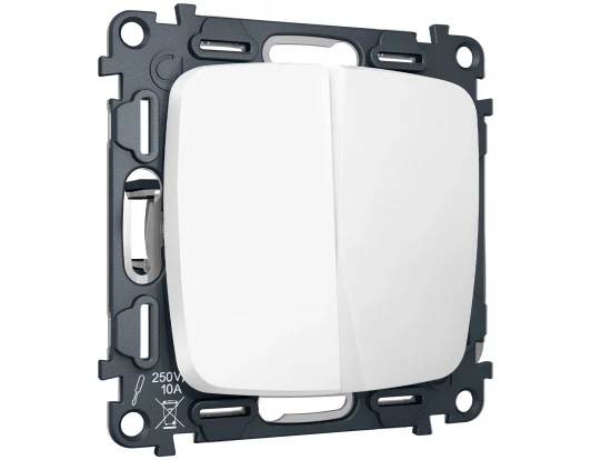 MO123030 Комплект механизма двухклавишного перекрестного выключателя встраиваемый (белый матовый) Ambrella Volt QUANT MO123030