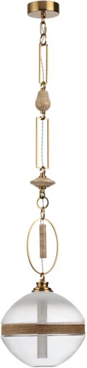 5441/1C Подвесной светильник Odeon Light Krema 5441/1C сатинированн.латунь/прозрачн./металл/стекло/травертин/веревка G9 LED 6W (220V, подвески, на цепи)