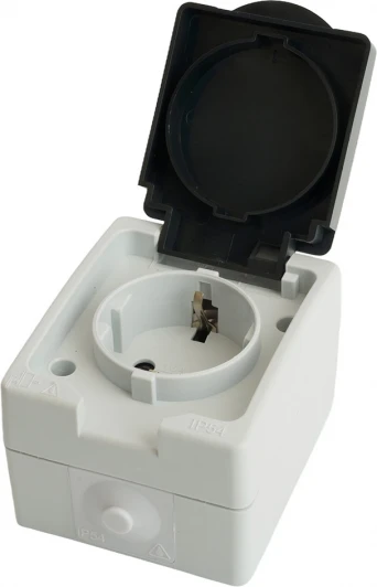 32755 Розетка с заземлением и защитной крышкой (серый,графит) Stekker Велена 32755