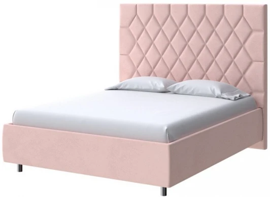 1936078 PROxSON Кровать Rhomby без основания (Ткань: Велюр Ultra Розовый мусс) 180x200