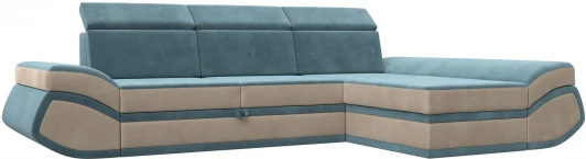 121644 Диван угловой Лига-032 правый угол (Бирюзовый,Бежевый/Велюр) Лига Диванов арт.121644