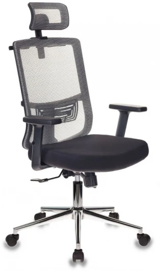 MC-612-H/GR/26-B01 Кресло руководителя Бюрократ MC-612-H серый BM-10 сиденье черный 26-В01 сетка/ткань с подголов. крестовина металл хром