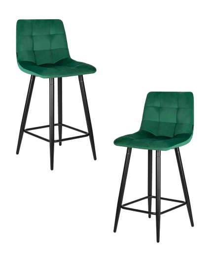 LML-8078-1-N_B-M_V-V108-64 Набор 2 шт стул полубарный DOBRIN OLIVIA (черные матовые ножки, зелёный велюр (108-64))