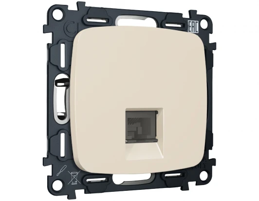 MO332005 Комплект механизма Ethernet RJ-45 розетки экранированной с автоматической защитной шторкой встраиваемый (бежевый матовый) Ambrella Volt QUANT MO332005