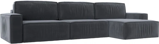 121065 Диван угловой Прага Классик лонг правый угол (Серый/Велюр) Лига Диванов арт.121065