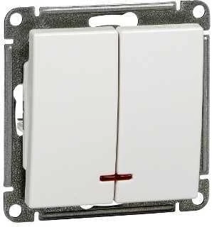 VS510-251-1-86 Выключатель встраиваемый двухклавишный с подсветкой (белый) Systeme Electric W59 VS510-251-1-86