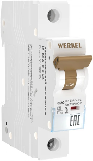 W901P206 Автоматический выключатель 1P 20 A C 6 кА Werkel W901P206 (a062535)