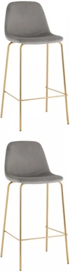 УТ000038305 Стул барный Валенсия SN велюр серый золотые ножки 2 шт Stool Group (арт.УТ000038305)