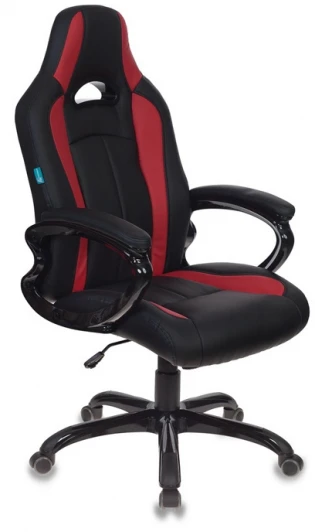 CH-827/BL+RED Кресло игровое Бюрократ CH-827 черный/красный искусственная кожа крестовина пластик