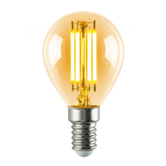 LED-G45-5W/AMBER/E14/VLF Лампа светодиодная, форма «шар», янтарная колба Volpe Vintage LED-G45-5W/AMBER/E14/VLF