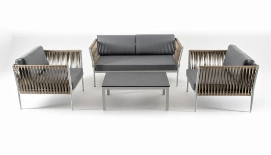 KASS2C2T-4-SET gray "Касабланка" лаунж-зона плетеная из роупа 4-местная, цвет серый 4SIS арт.УТ-00007286