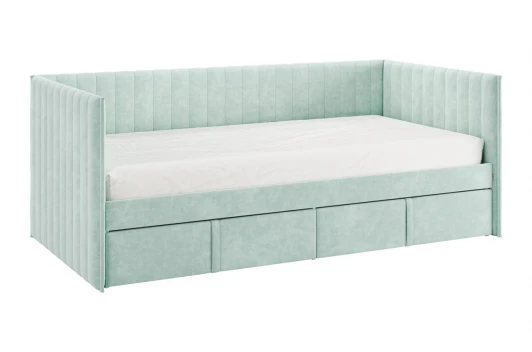 171562.2764 Кровать с ящиками Твикс (Софа) 90х200 см Mebelson (ДСП,Велюр/Зеленый) арт.171562,2764