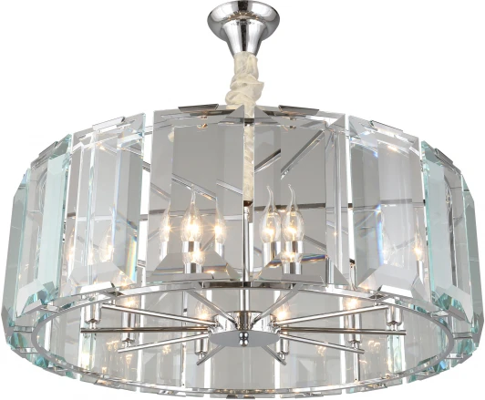 OML-81513-10 Подвесная люстра Omnilux Noventa OML-81513-10 (220V, хрусталь, на цепи, свеча, круглые)