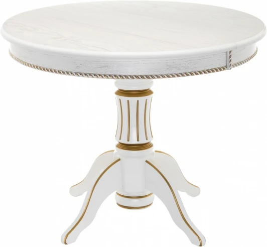 615197 Стол деревянный Woodville Павия 100 молочный / золотая патина арт.615197