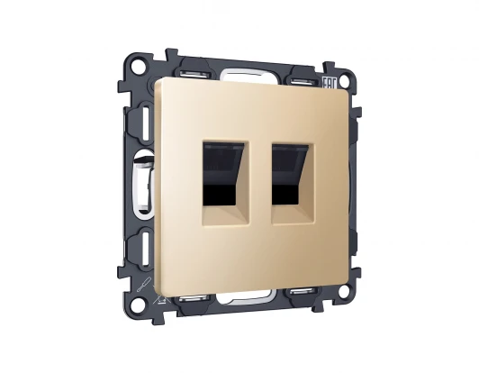 MA612110 Комплект механизма компьютерной двойной Ethernet RJ-45 розетки с автоматической защитной шторкой встраиваемый (шампань) Ambrella Volt QUANT MA612110