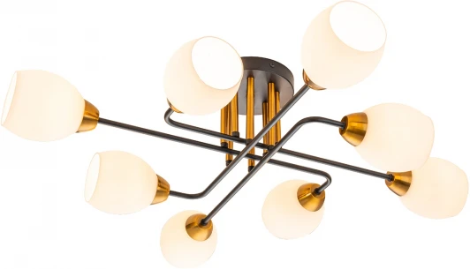 1132/8P Black Потолочная люстра на штанге Escada Hope 1132/8P Black 8x60Вт E27, металл/стекло, черный/золото (220V)