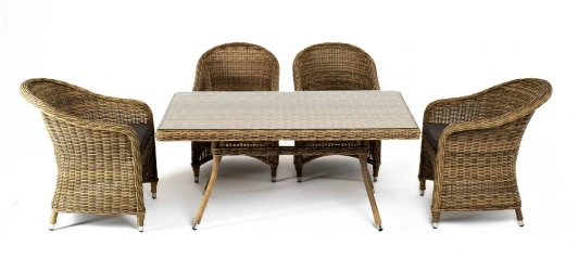 LCR4T-5-SET "Латте–140 R" обеденная группа плетеная, цвет соломенный 4SIS арт.УТ-00007283